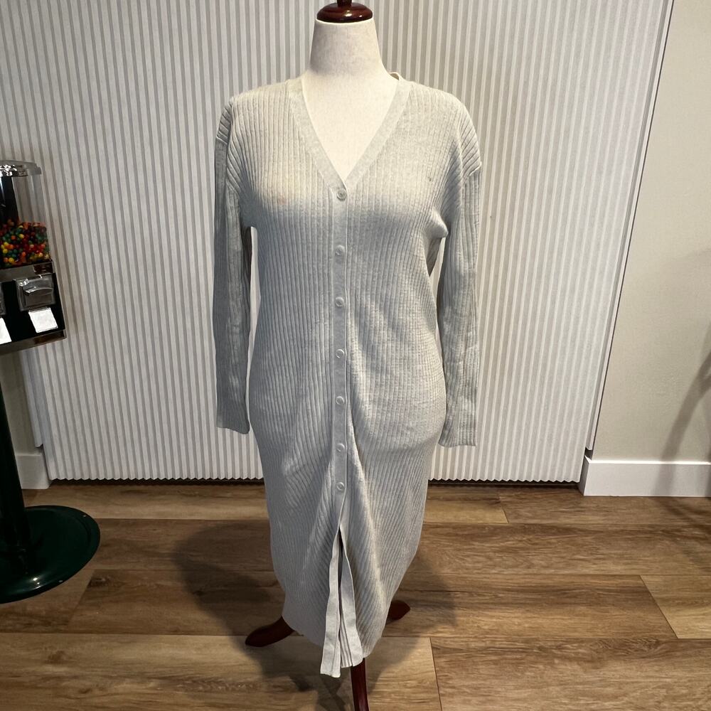 H&M Women's Long Cardigan Size S In Light Grey-Green - Picture 3 of 13